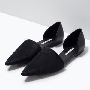 Zara Shoes - Zara Black Calf Hair d’Orsay Flats Zara Shoes - Zara Black Calf Hair d’Orsay Flats
